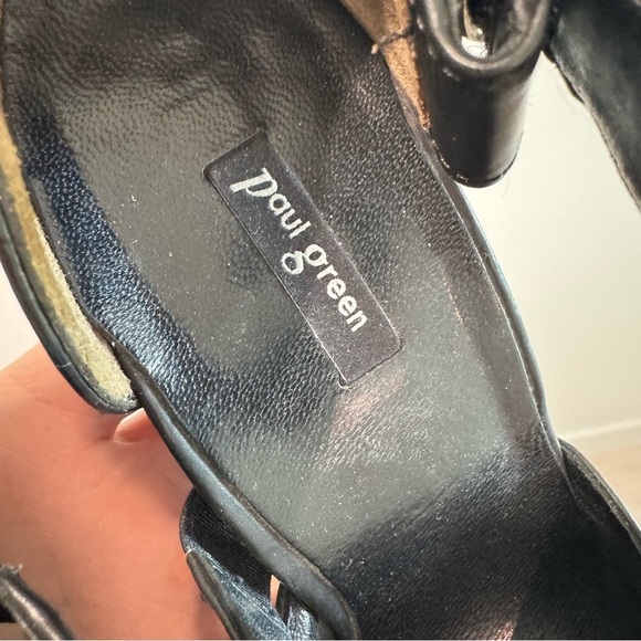 Paul Green Desire Black Leather Pumps Asymmetric Pointed Toes Size UK6 US8 - Picture 3 of 7